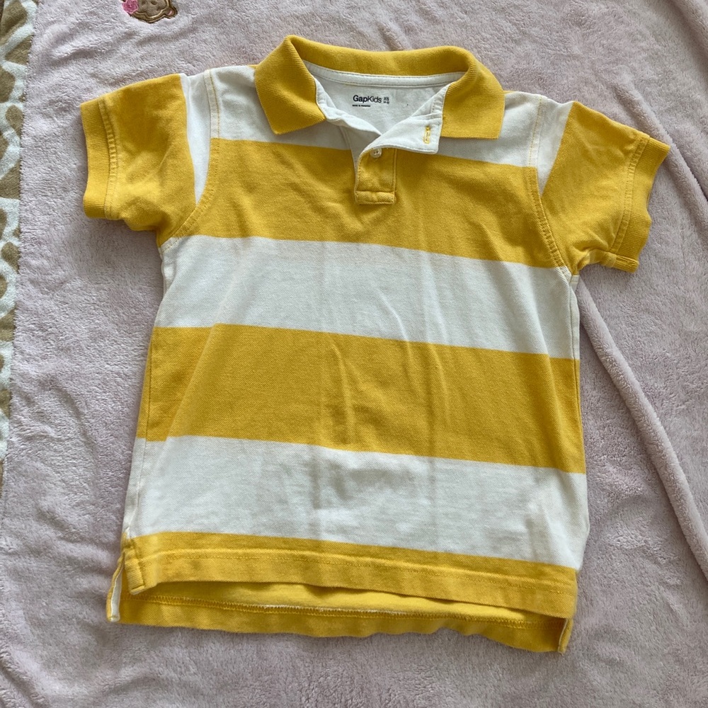 Gap Boys striped yellow and white shirt. Polo. Collar. Great for church.